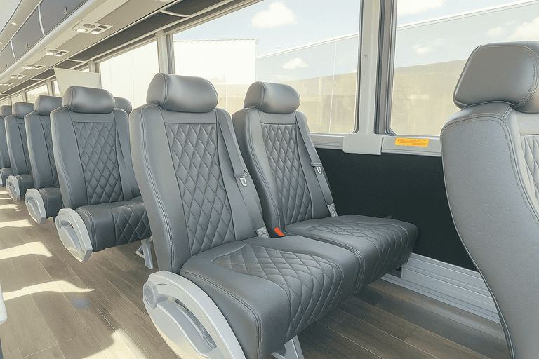 interior of Eden Prairie Coach Bus Service charter bus