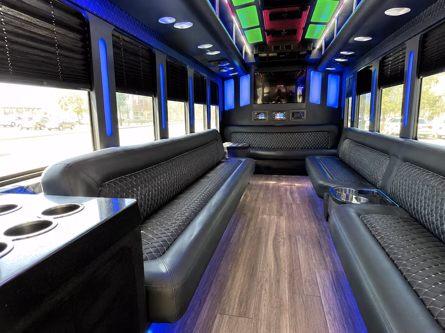 eden prairie 15 passenger party bus inside