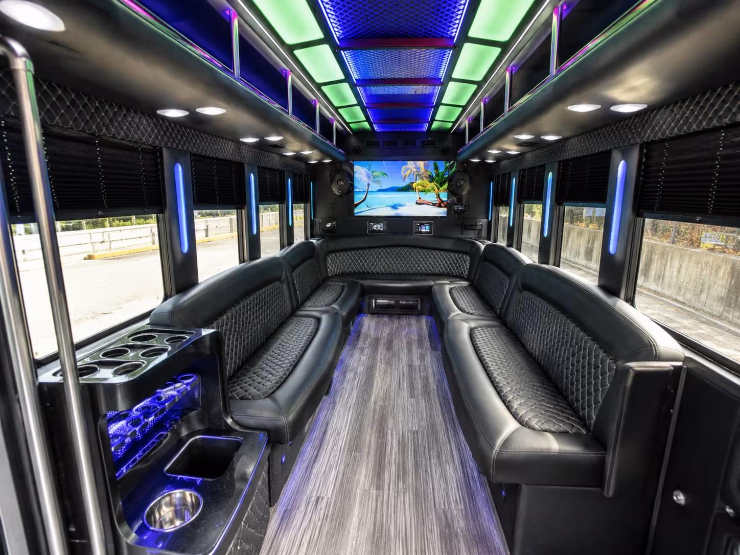 eden prairie 18 passenger party bus inside