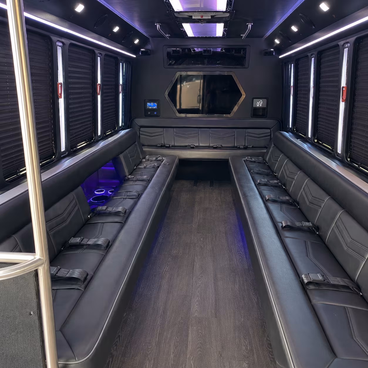 eden prairie 18 passenger party bus interior
