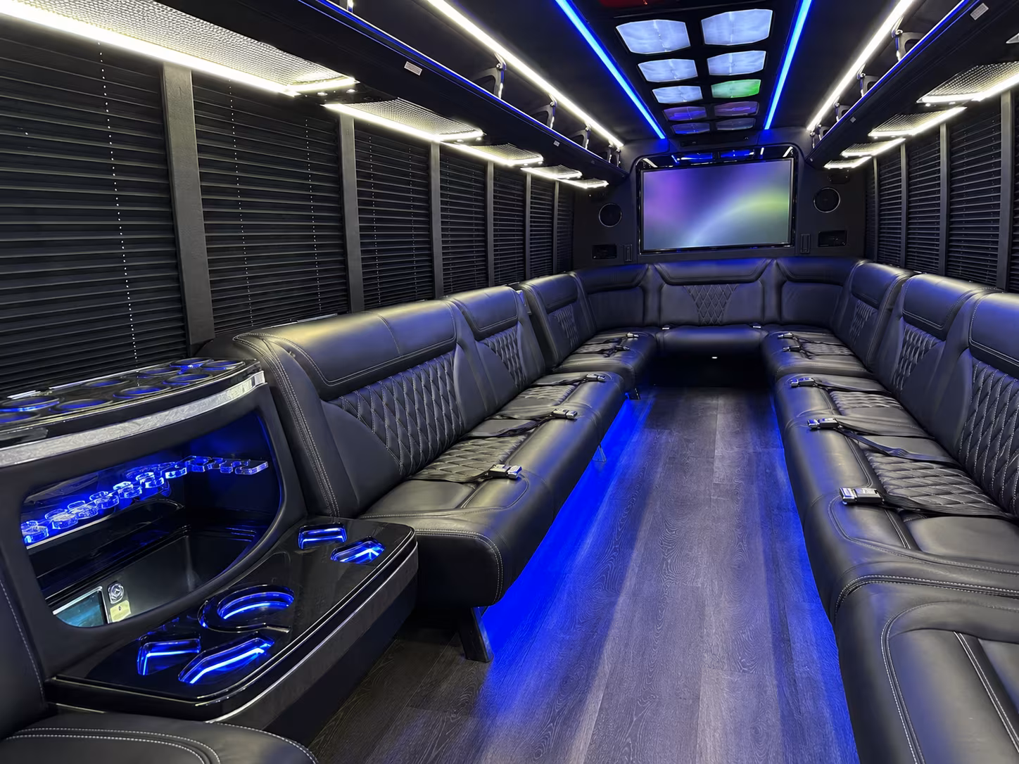 eden prairie 20 passenger party bus inside