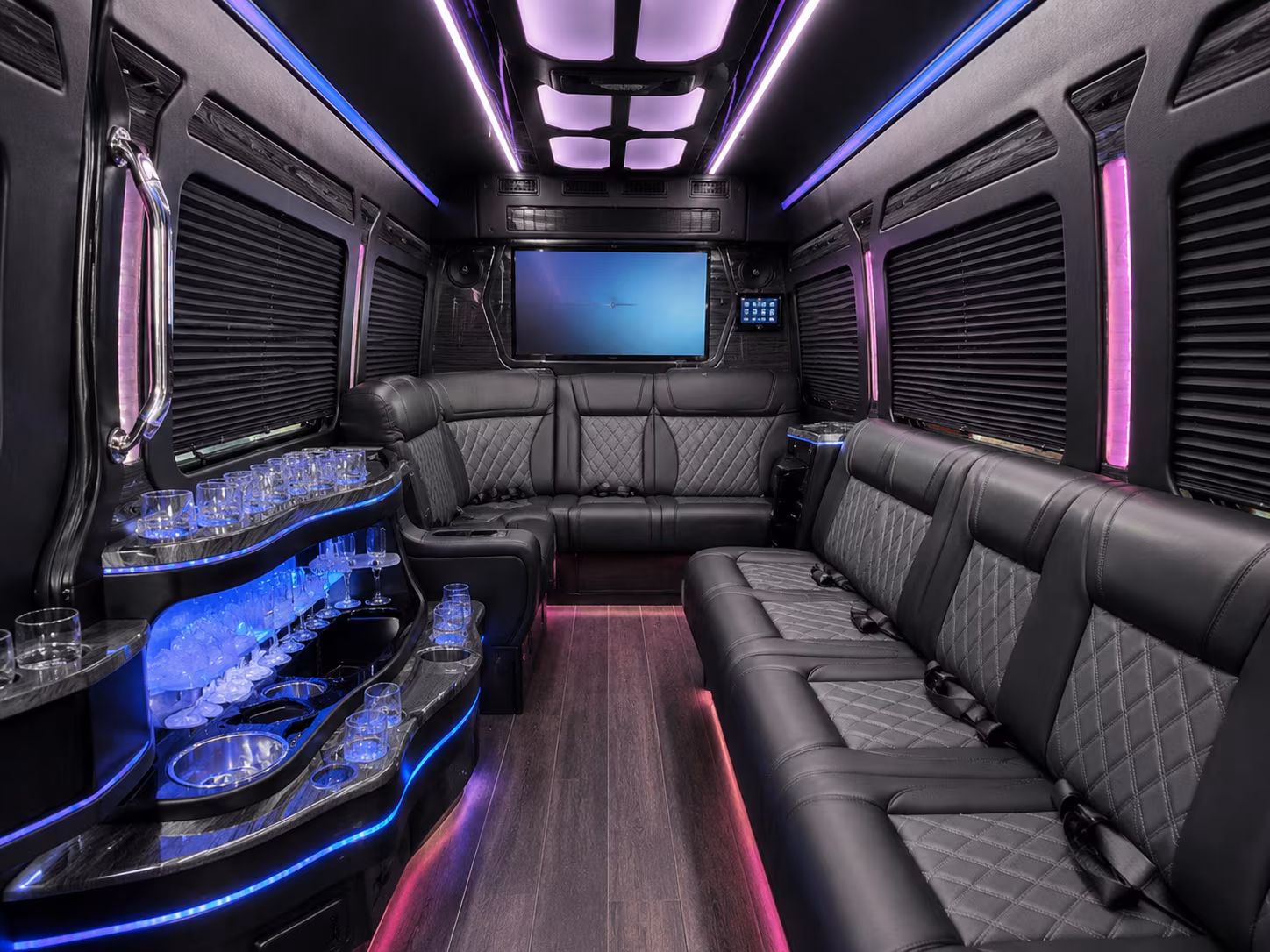 eden prairie 40 passenger party bus interior